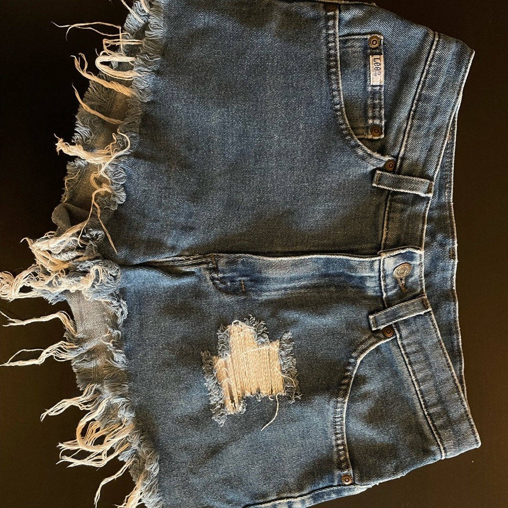 Vintage Lee Distressed Jean Shorts with Frayed Hem